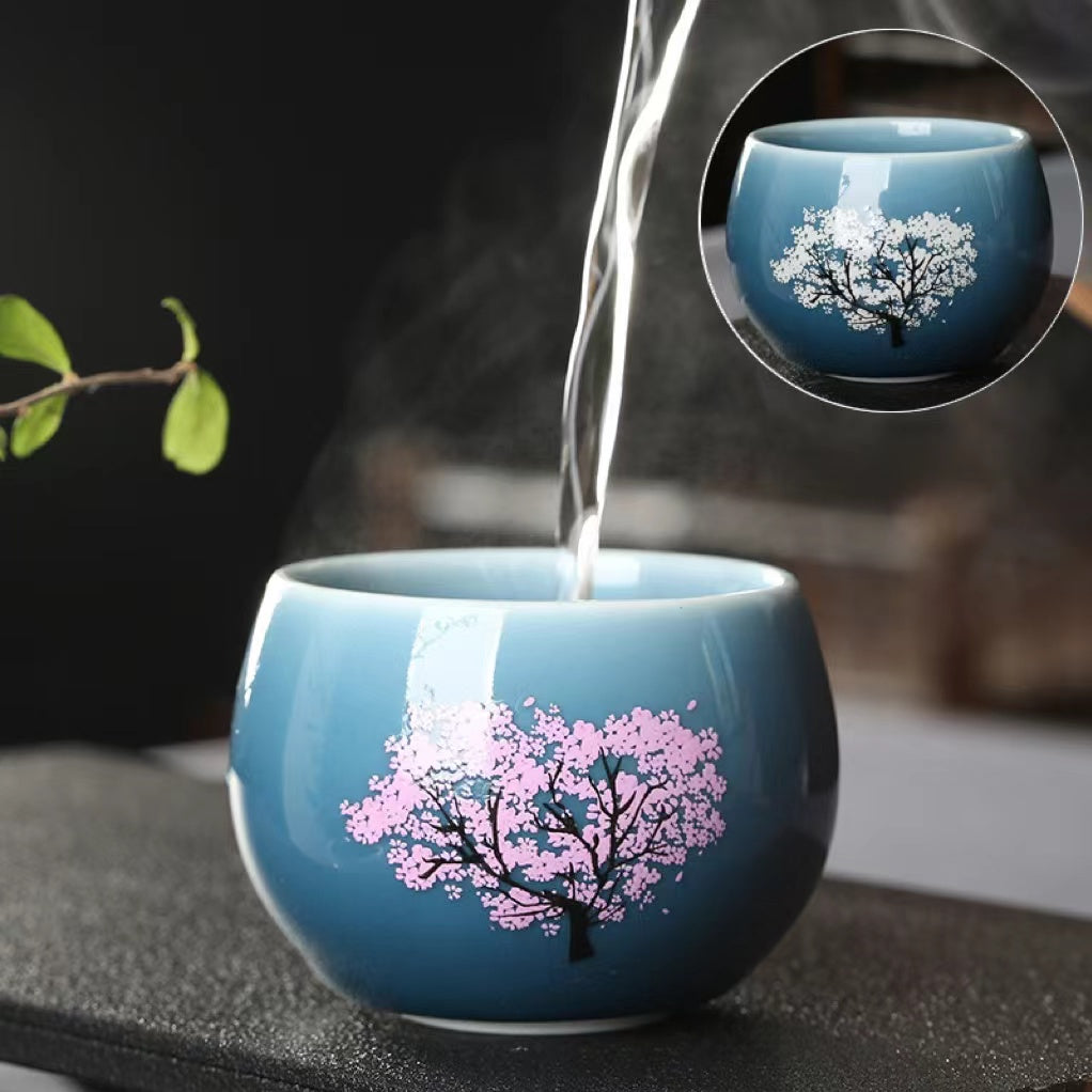 Cherry Blossom Teacup Turns Pink Flowers in Hot Water