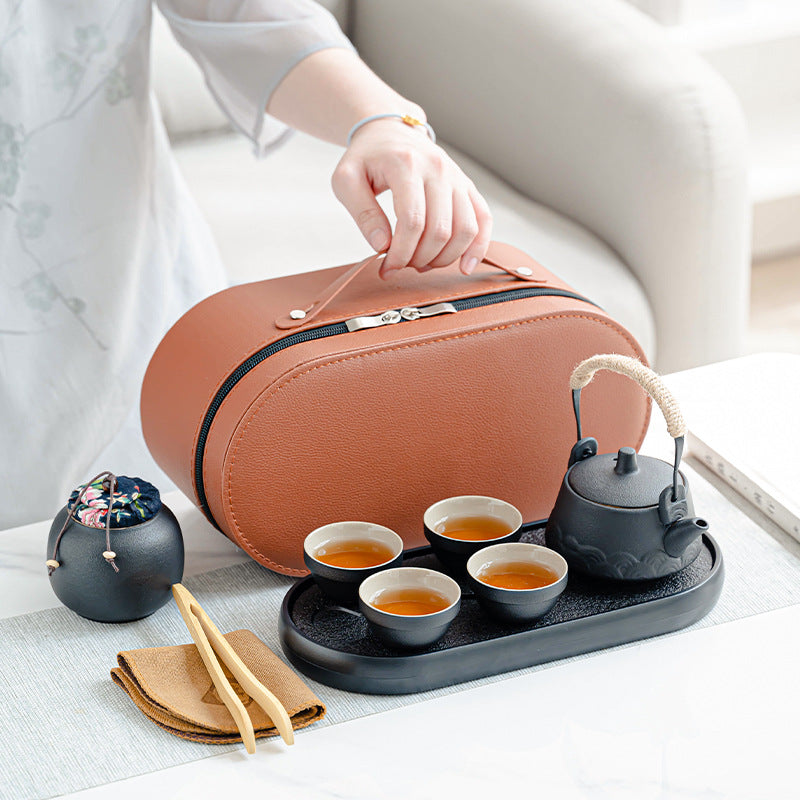 Teapot Traveling Tea Set Tea Canister Tea Tray Complete Set