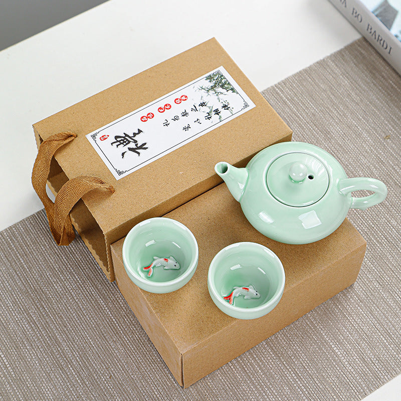 Celadon Small Fish Tea Set